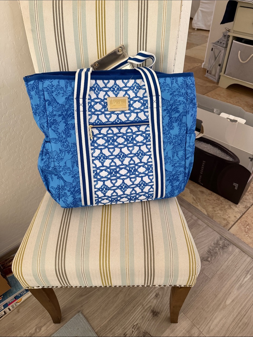 Lilly Pulitzer Blue Patterned insulted. Tote Bag by Unknown Brand